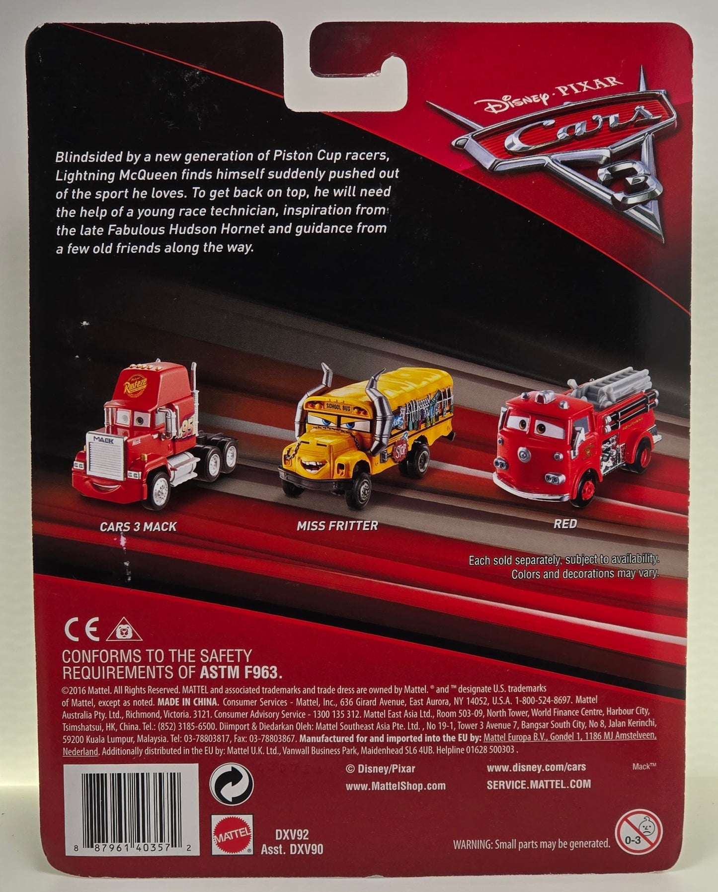 DISNEY PIXAR CARS 3 - TINY LUGSWORTH - FIRE TRUCK