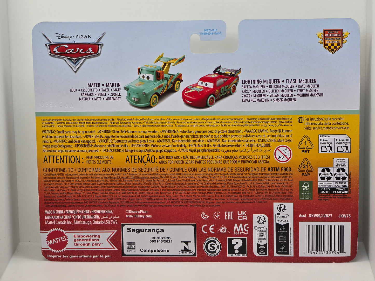 DISNEY PIXAR CARS - RACE TO CELEBRATE - MATER & LIGHTNING McQUEEN - 2 PACK
