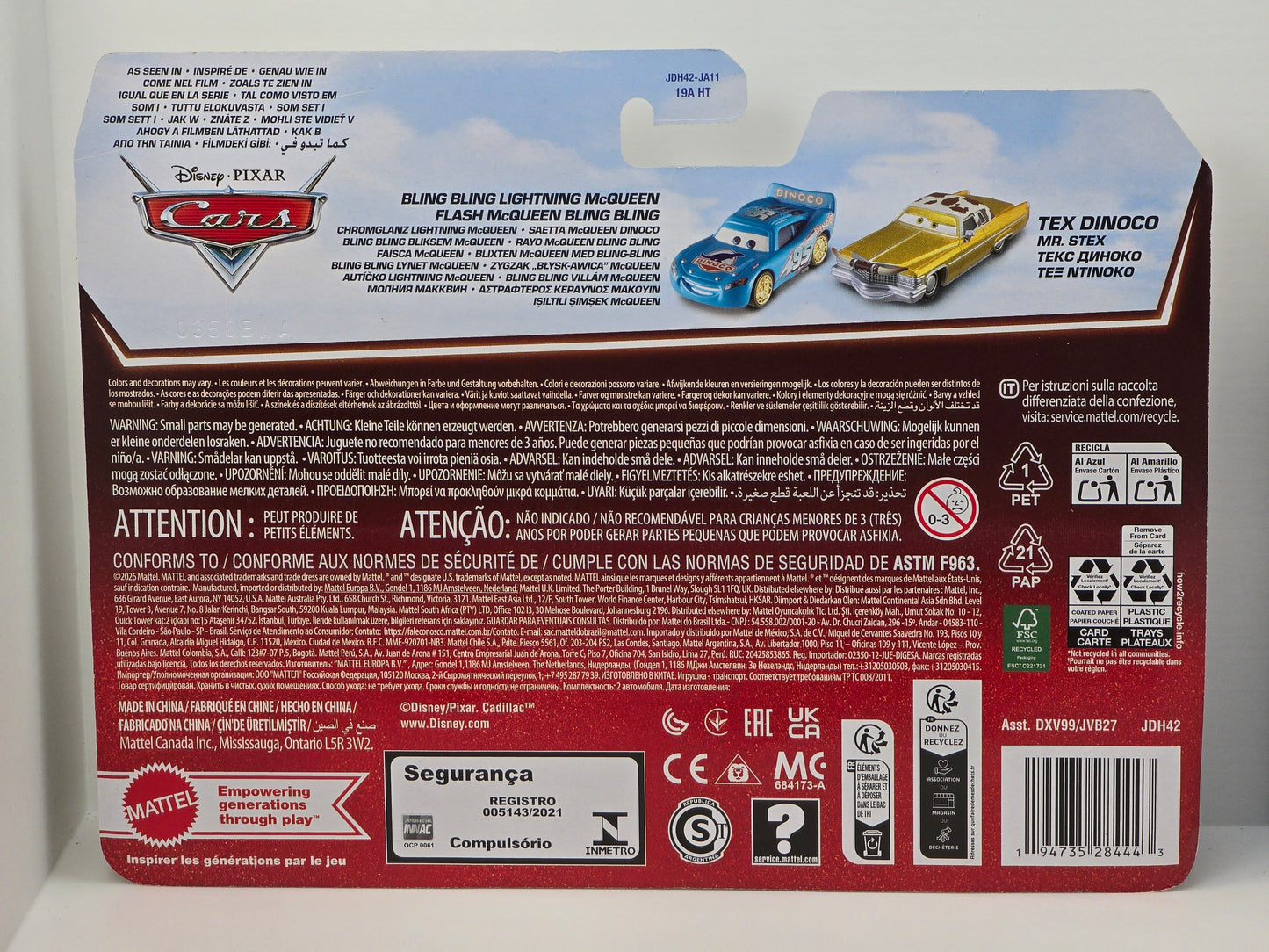 DISNEY PIXAR CARS - 20th ANNIVERSARY - BLING BLING LIGHTNING McQUEEN & TEX DINOCO - 2 PACK