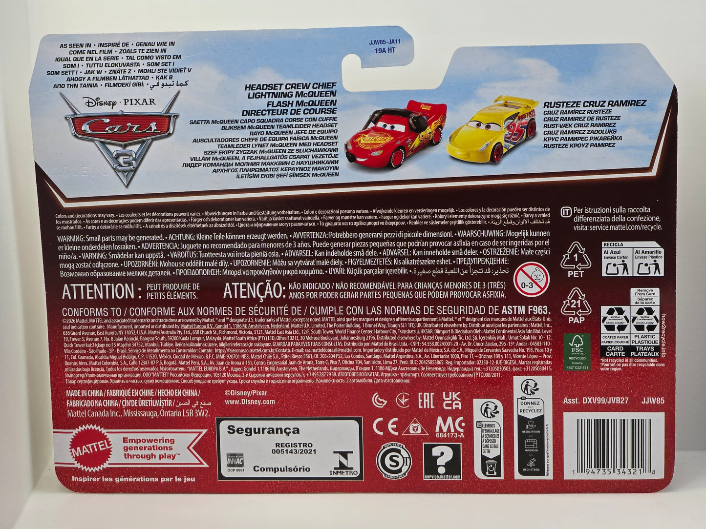 DISNEY PIXAR CARS - 20th ANNIVERSARY - HEADSET CREW CHIEF LIGHTNING McQUEEN & RUSTEZE CRUZ RAMIREZ - 2 PACK