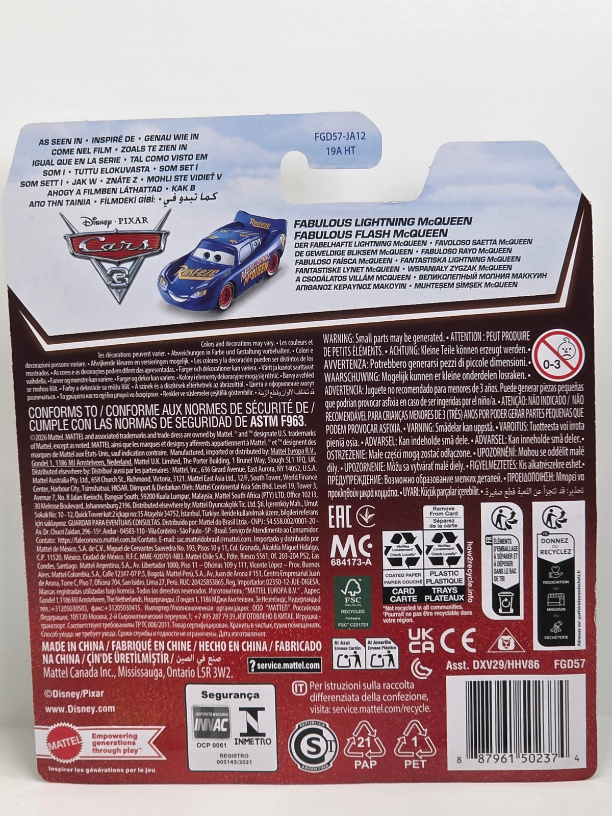 DISNEY PIXAR CARS - FABULOUS LIGHTNING MCQUEEN - 20th PACK - BLUE- NEW/SEALED