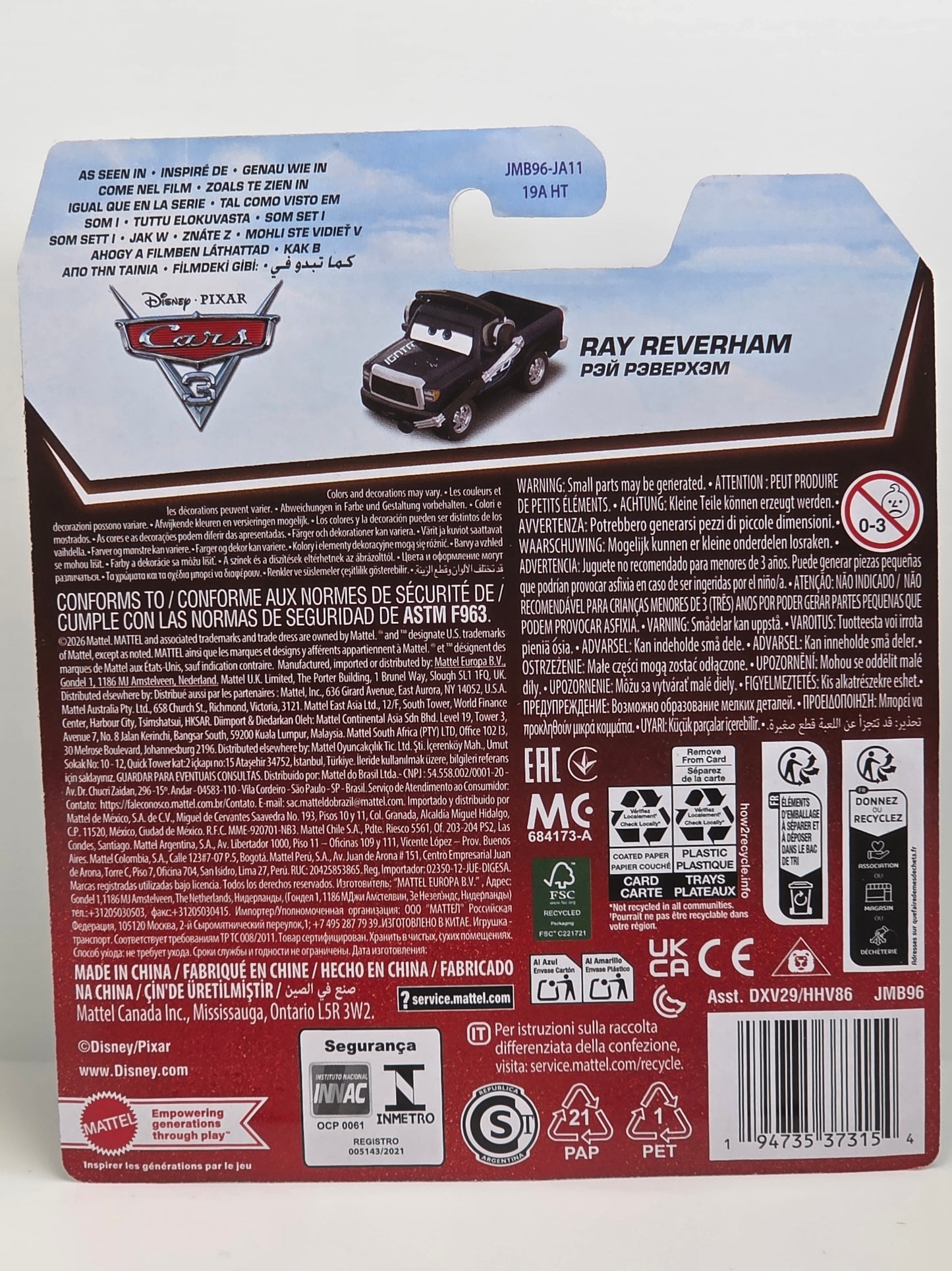 DISNEY PIXAR CARS -RAY REVERHAM - JACKSON STORM CREW CHIEF
