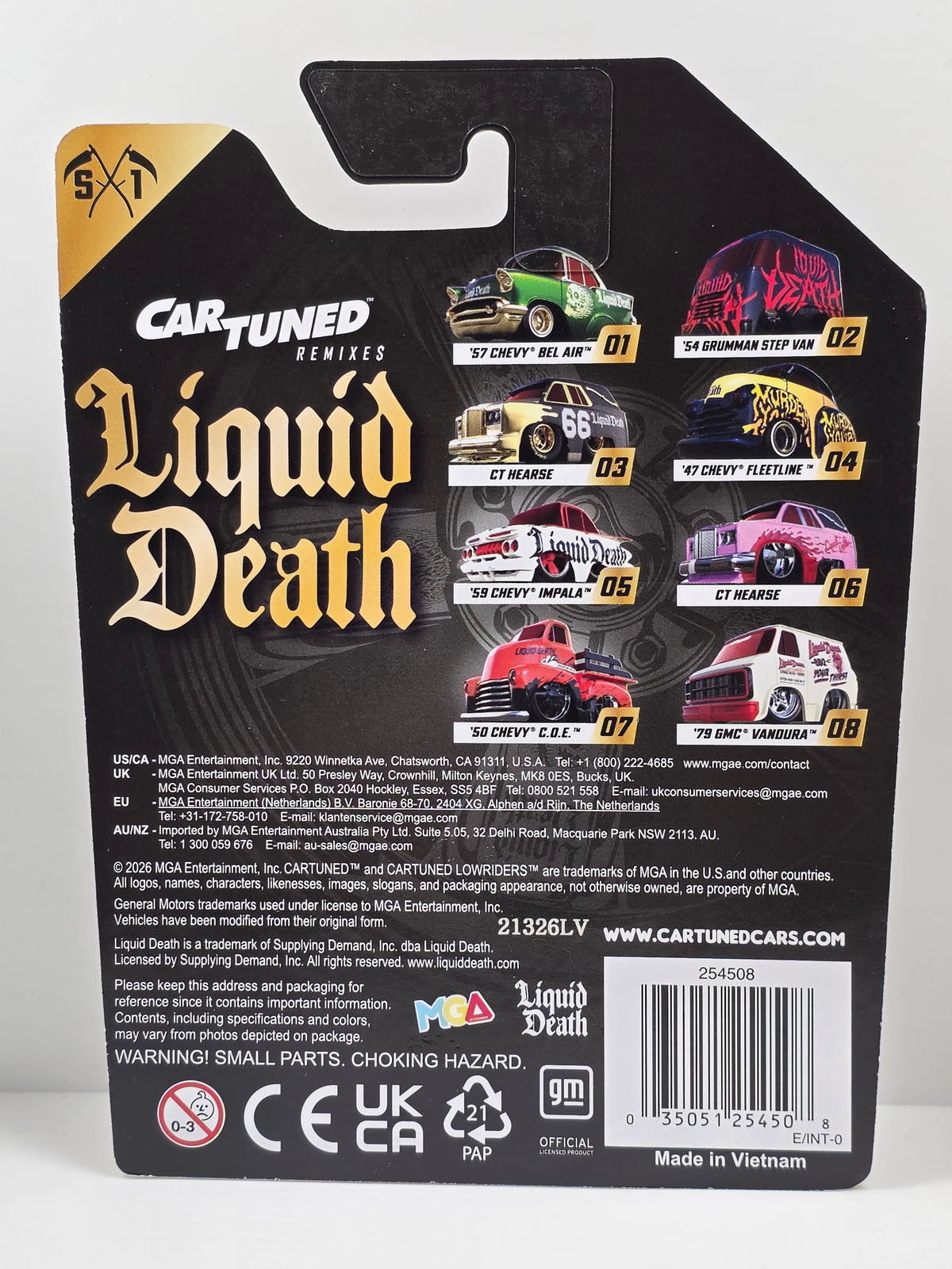 CAR TUNED - LIQUID DEATH S1 - '59 CHEVY IMPALA - BLACK/ WHITE/ RED # 05 - NEW