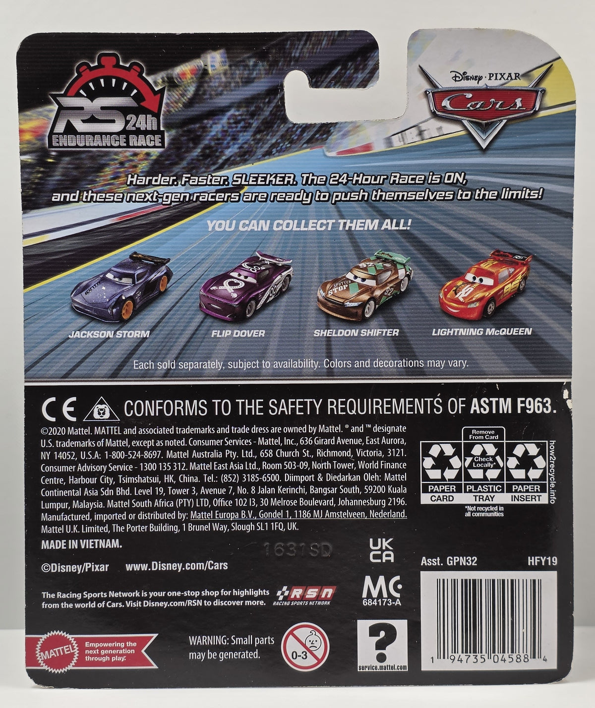 DISNEY PIXAR CAR - RS 24H ENDURANCE RACE - MICHAEL ROTOR - COLOR SHIFT PAINT JOB