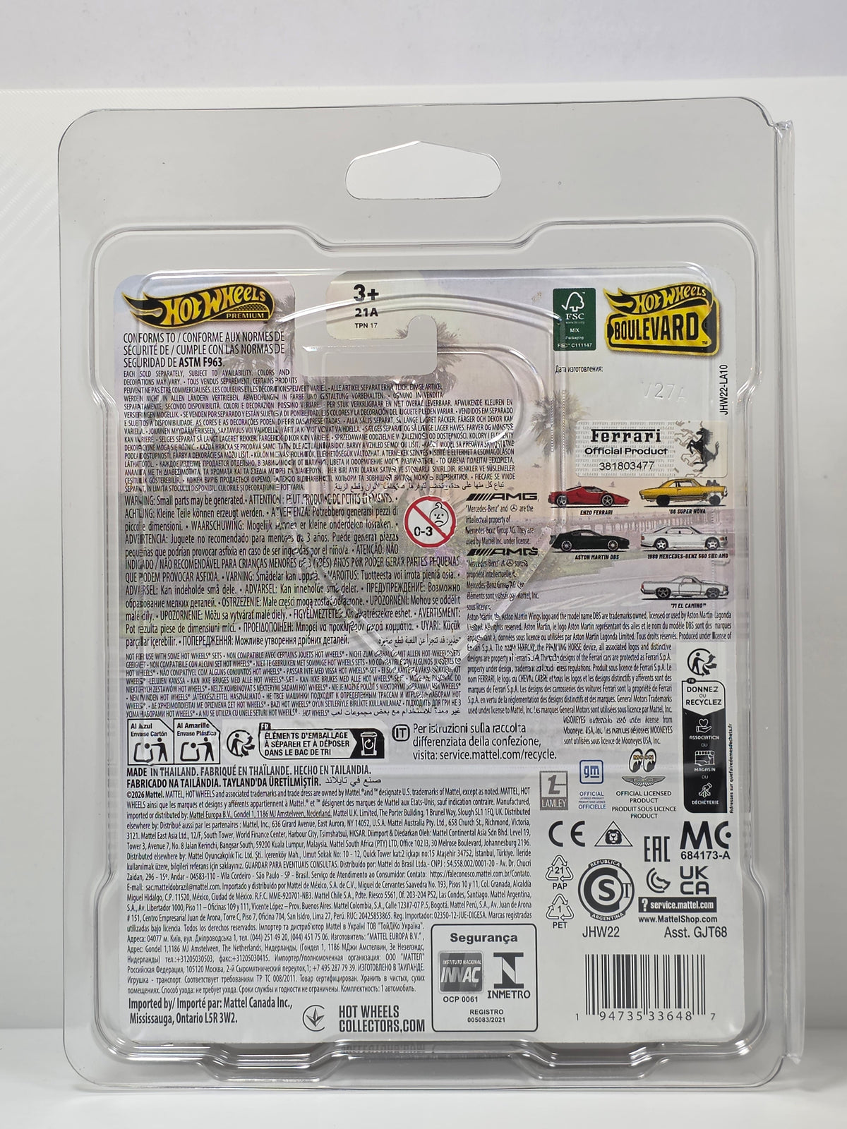 HOT WHEELS PREMIUM BOULEVARD FERRARI ENZO NEW INCLUDES PROTECTOR - JHW22 -NEW