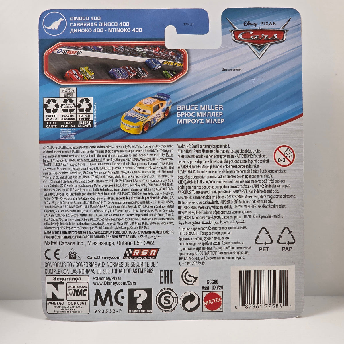 DISNEY PIXAR CARS - BRUCE MILLER RPM #64 - DINOCO 400 - 2019 NEW