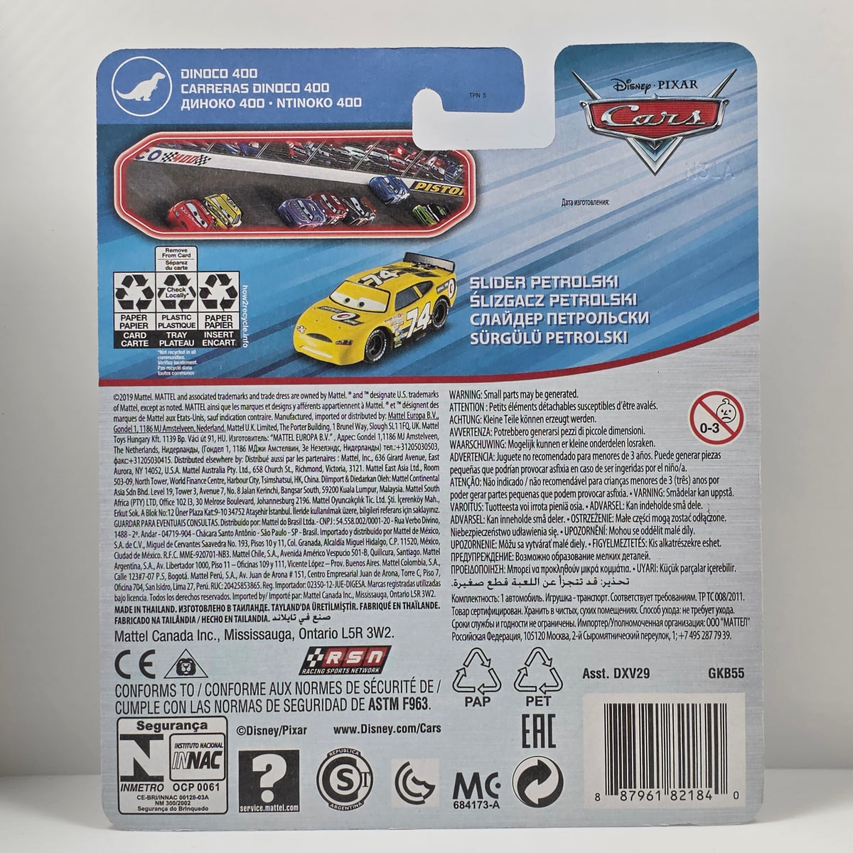 DISNEY PIXAR CARS - SLIDER PETROLSKI SIDEWALL SHINE #74 - DINOCO 400 - 2019 NEW