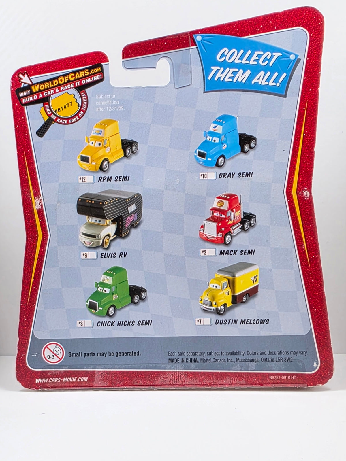 DISNEY PIXAR CARS - THE WORLD OF CARS - RPM SEMI - YELLOW - 2009 - NEW