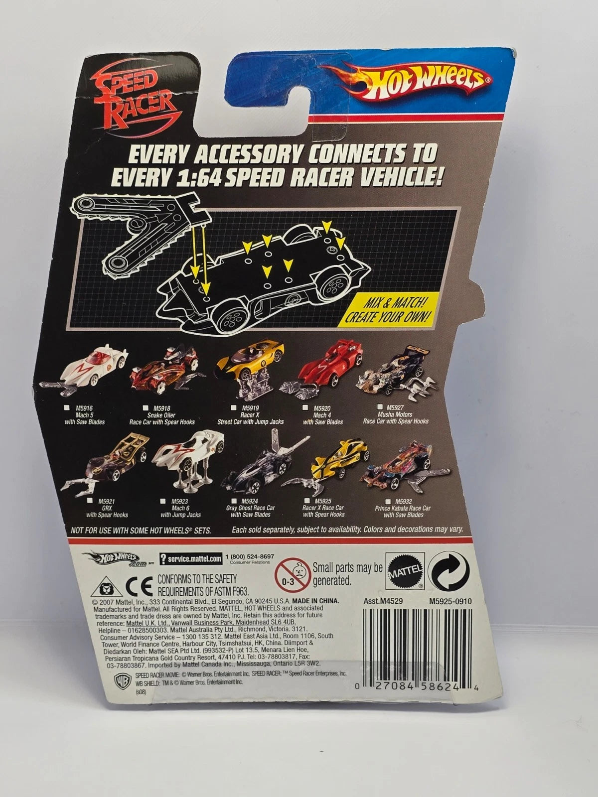 HOT WHEELS - SPEED RACER - RACER X #9 RACE CAR/ SPEAR HOOKS - M5925 2008 - NEW