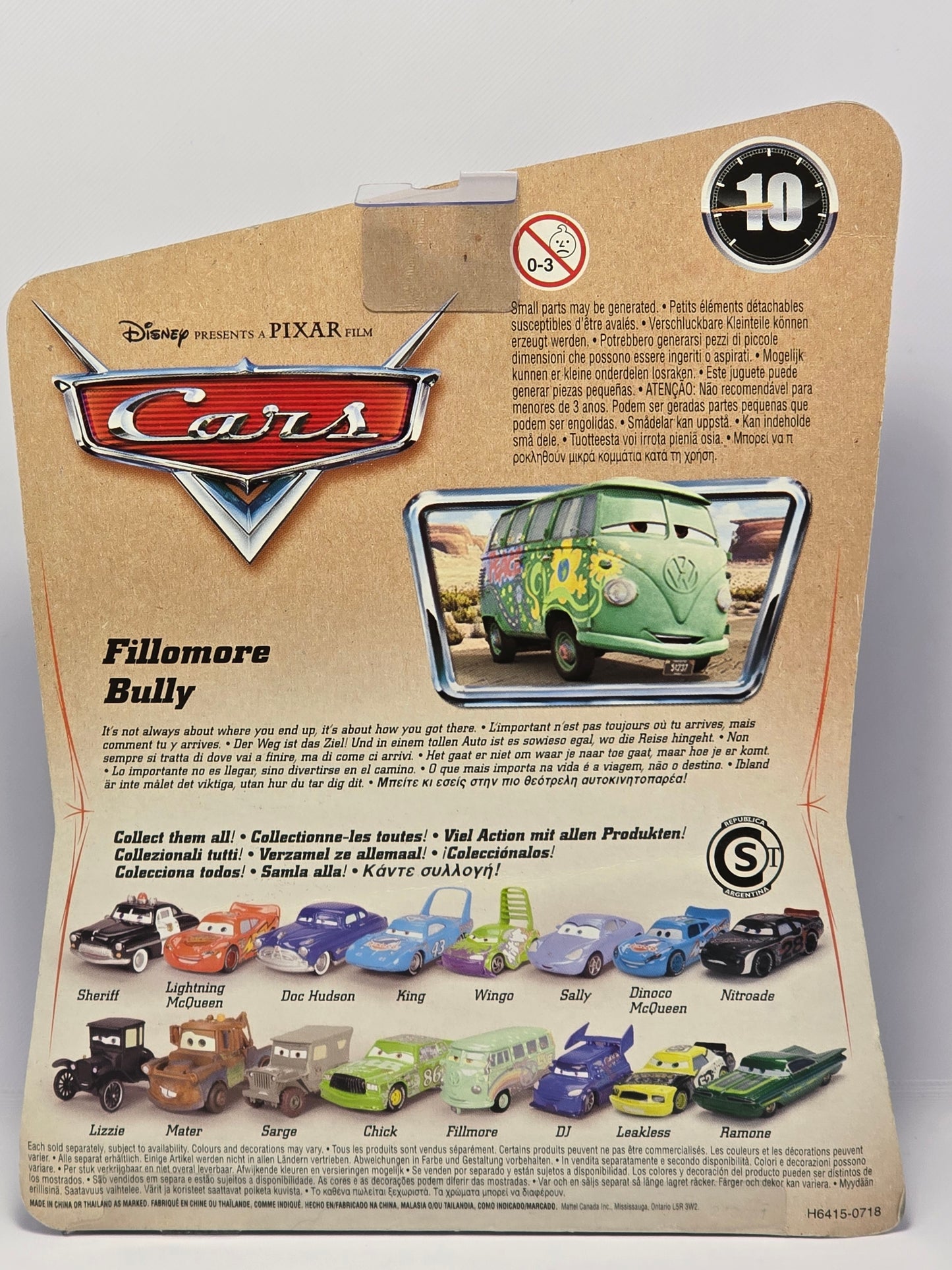 DISNEY PIXAR CARS - FILLMORE - VW CAMPER - SERIES 1 DESERT CARD - 16 BACK