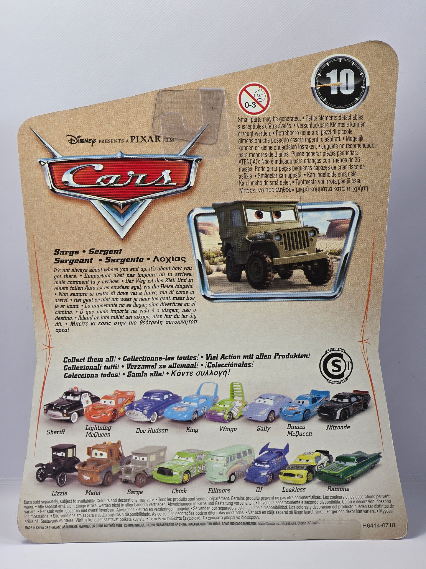 DISNEY PIXAR CARS - SARGE - SERIES 1 DESERT CARD - 16 BACK