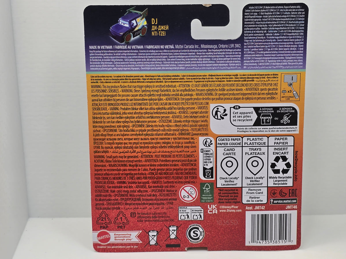 DISNEY PIXAR CARS  - RACE TO CELEBRATE - LIGHT UP - DJ  - NEW