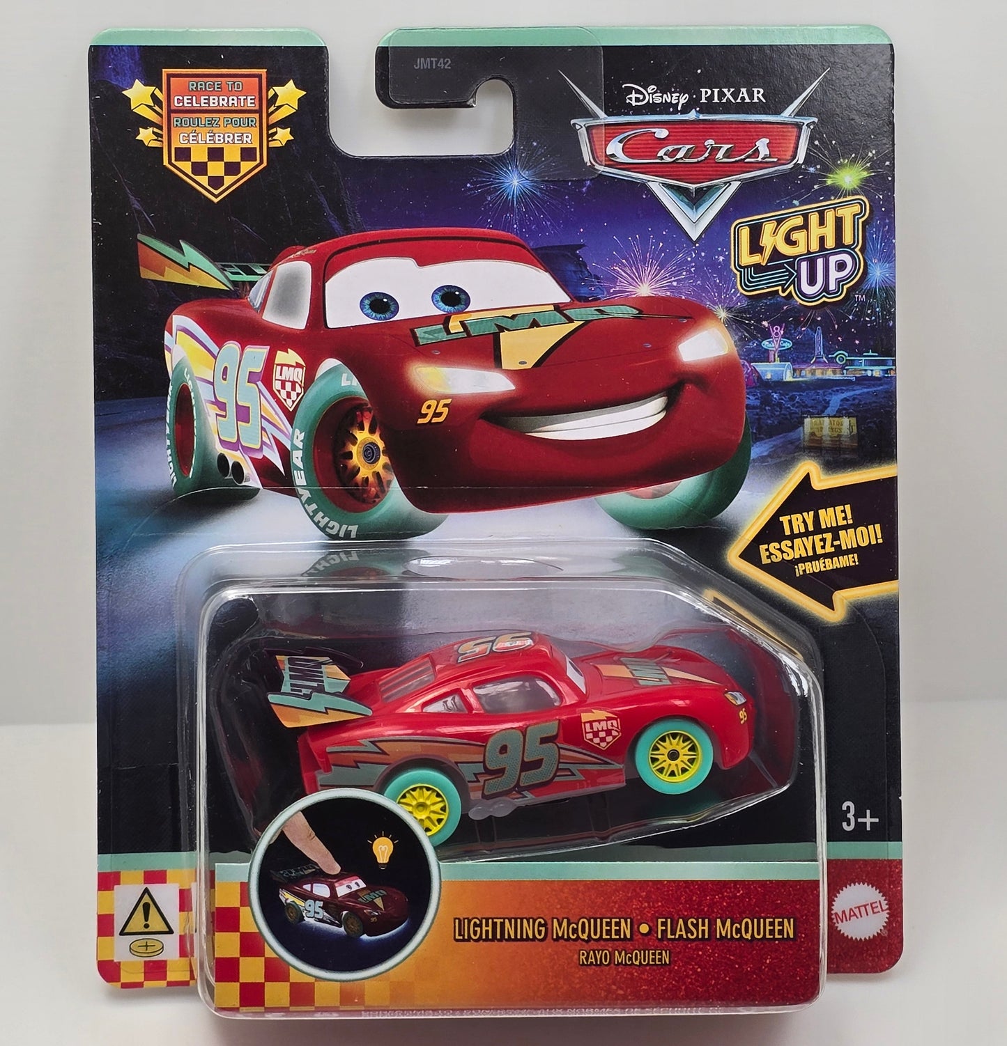DISNEY PIXAR CARS  - RACE TO CELEBRATE - LIGHT UP - LIGHTNING MCQUEEN