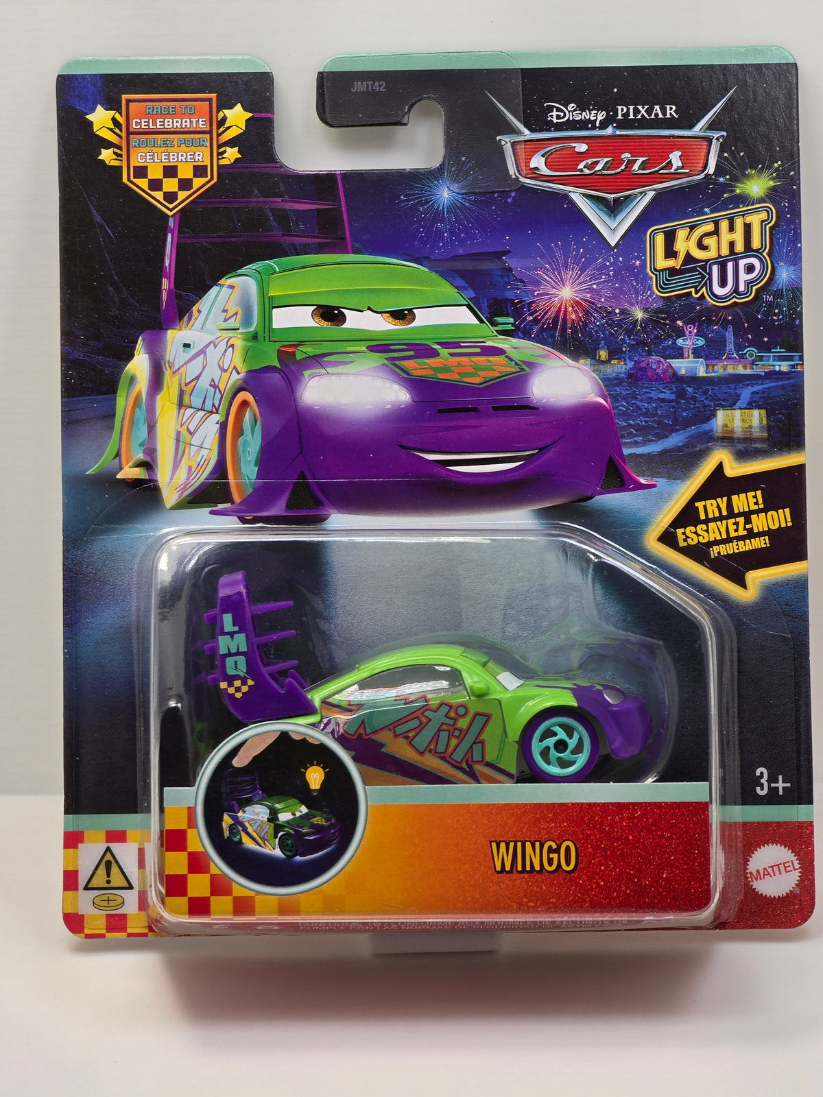 DISNEY PIXAR CARS  - RACE TO CELEBRATE - LIGHT UP - WINGO  - NEW