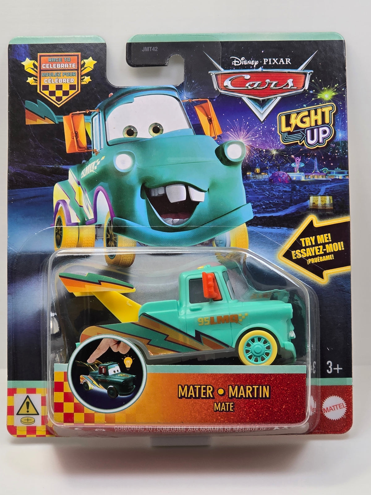 DISNEY PIXAR CARS  - RACE TO CELEBRATE - LIGHT UP - MATER  - NEW