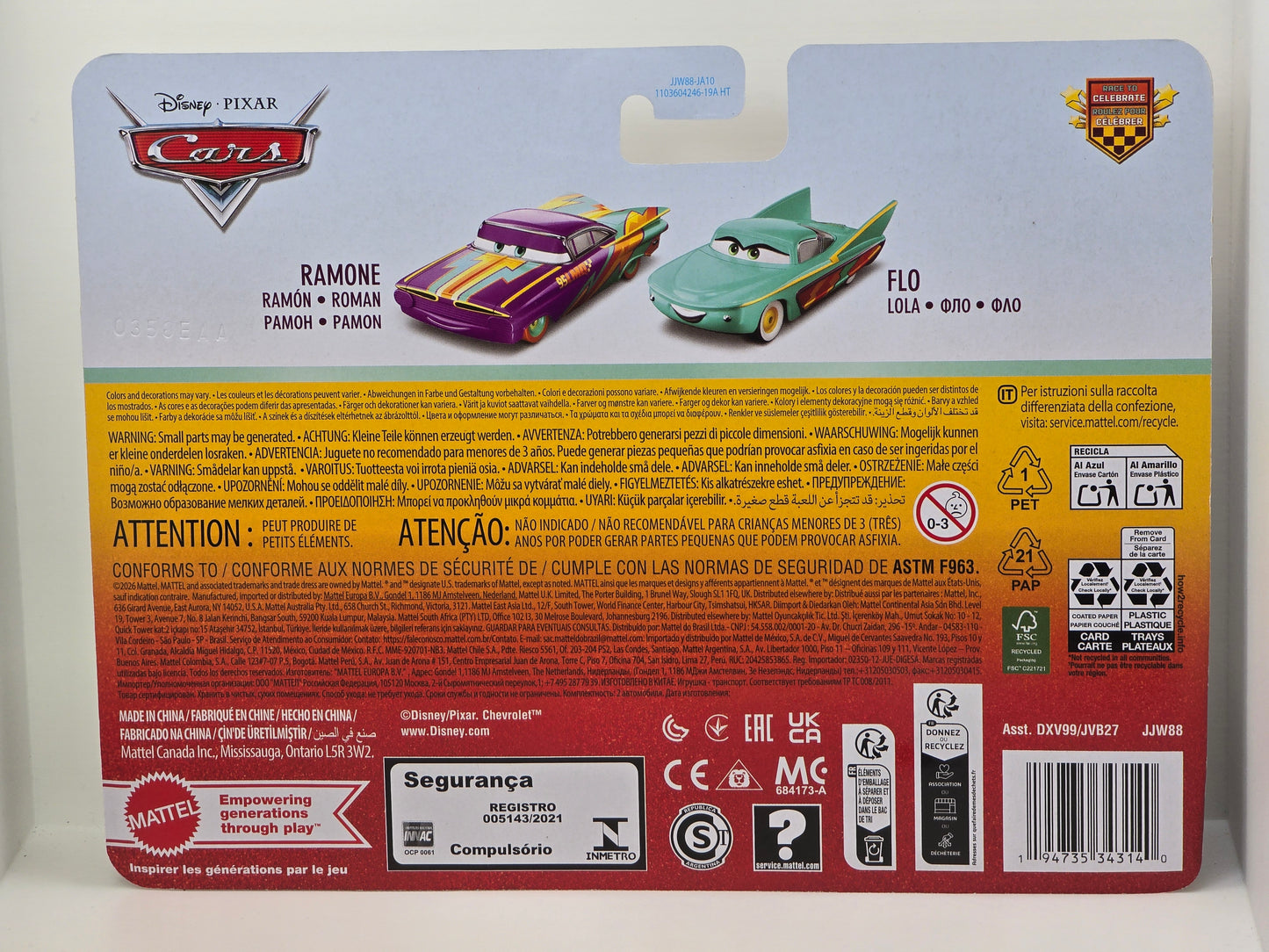 DISNEY PIXAR CARS  - RACE TO CELEBRATE - RAMONE & FLO - 2 PACK