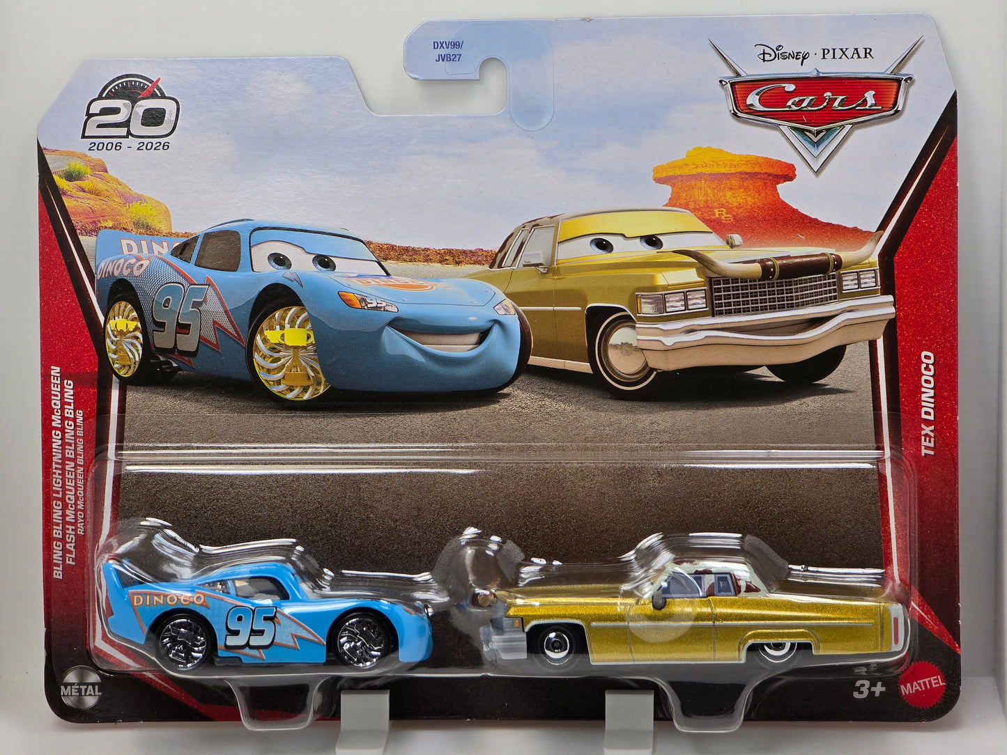 DISNEY PIXAR CARS  - 20th ANNIVERSARY - BLING BLING LIGHTNING McQUEEN & TEX DINOCO - 2 PACK