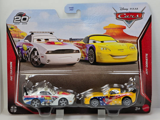 DISNEY PIXAR CARS  - 20th ANNIVERSARY - PAT TRAXSON & JEFF GORVETTE - 2 PACK