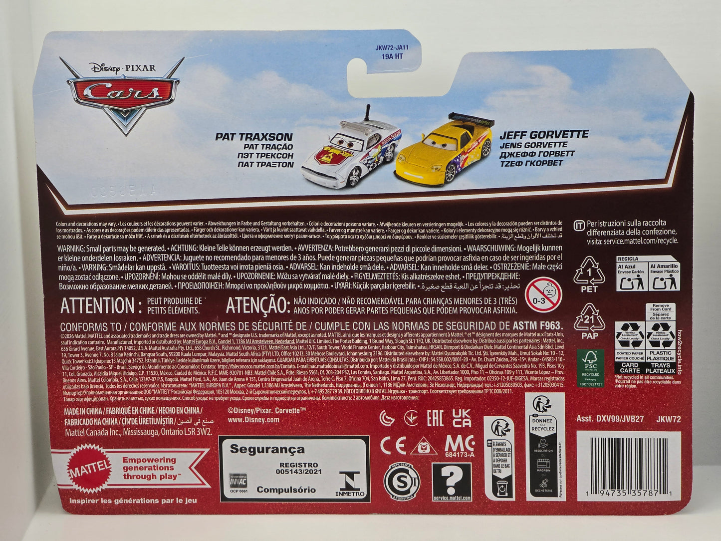 DISNEY PIXAR CARS  - 20th ANNIVERSARY - PAT TRAXSON & JEFF GORVETTE - 2 PACK