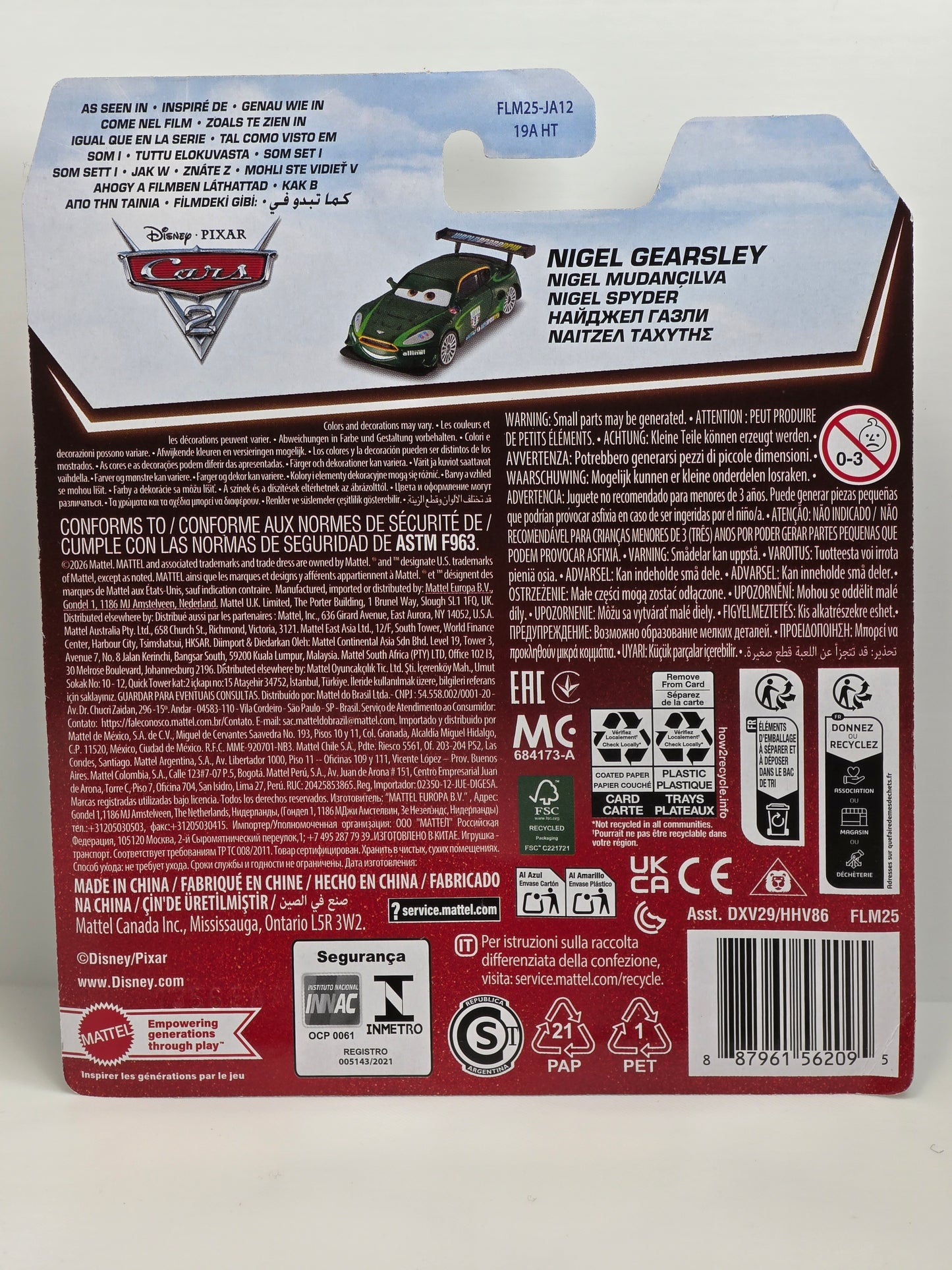DISNEY PIXAR CARS 2 - NIGEL GEARSLEY ASTON MARTIN DBR9 - WGP