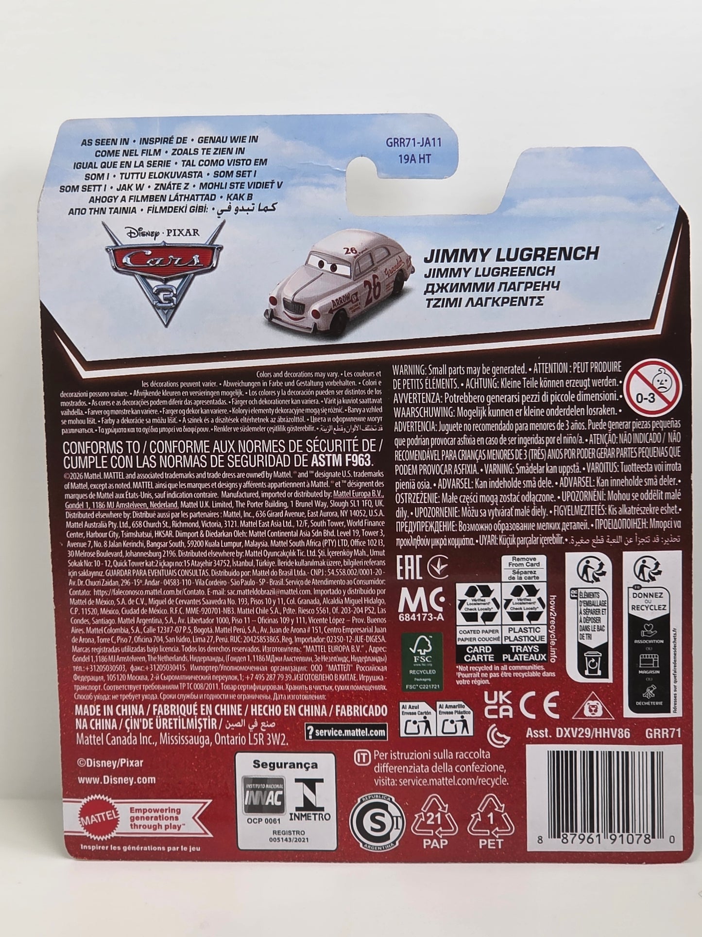 DISNEY PIXAR CARS 3 - JIMMY LUGRENCH #26 - 20th ANNIVERSARY
