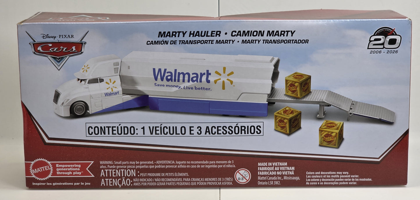 DISNEY PIXAR CARS - MARTY - THE WALMART HAULER - 20th ANNIVERSARY