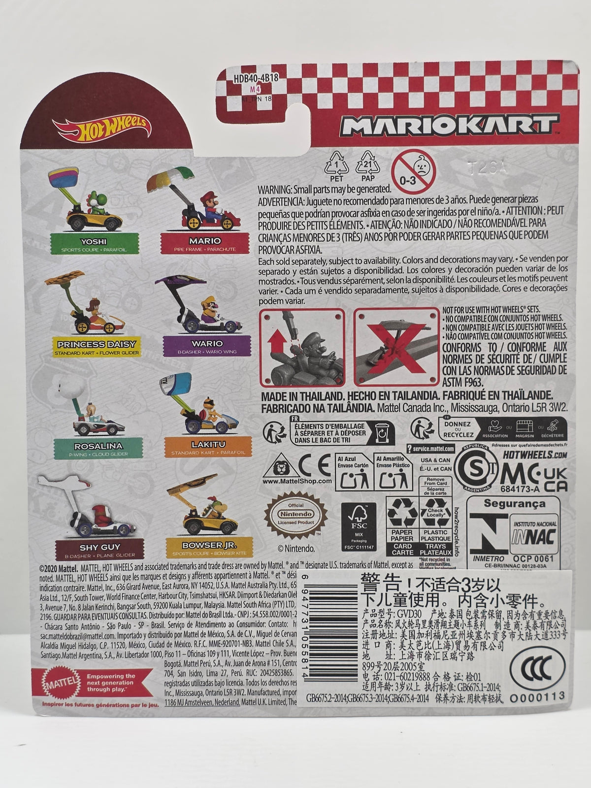 HOT WHEELS MARIO KART - MARIO - PIPE FRAME - PARACHUTE - NEW