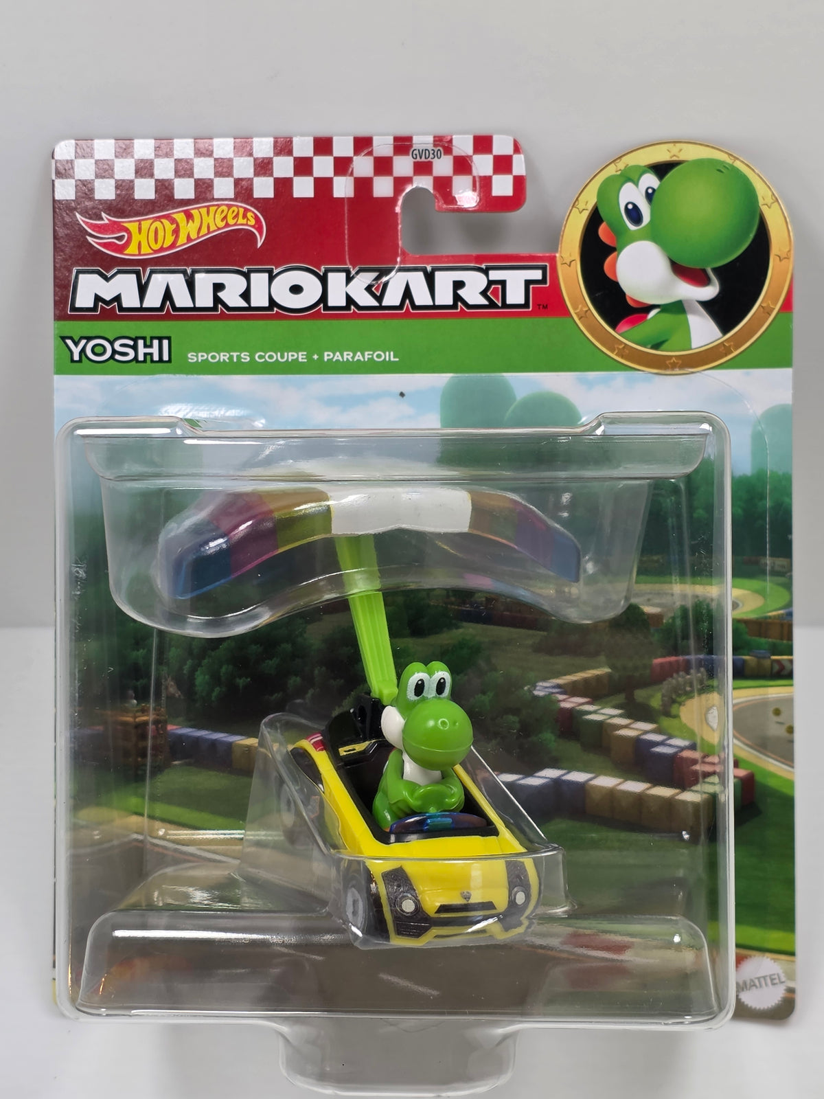 HOT WHEELS MARIO KART - YOSHI - SPORTS COUPE - PARAFOIL - NEW