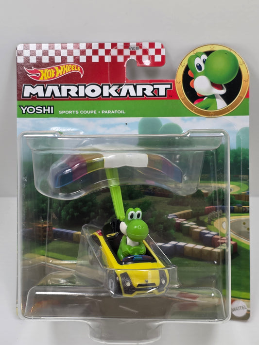 HOT WHEELS MARIO KART - YOSHI - SPORTS COUPE - PARAFOIL - NEW