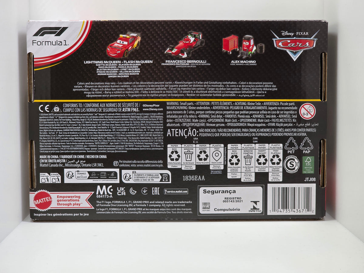 DISNEY PIXAR CARS X FORMULA 1 F1 DIECAST SET 3 PACK - BRAND NEW & SEALED