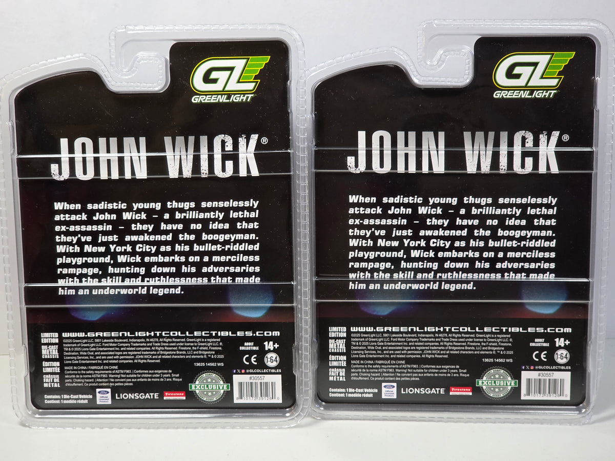 GREENLIGHT LIMITED EDITION - JOHN WICK -1969 FORD MUSTANG BOSS 429 - RAW CHASE AND CHROME VERSIONS