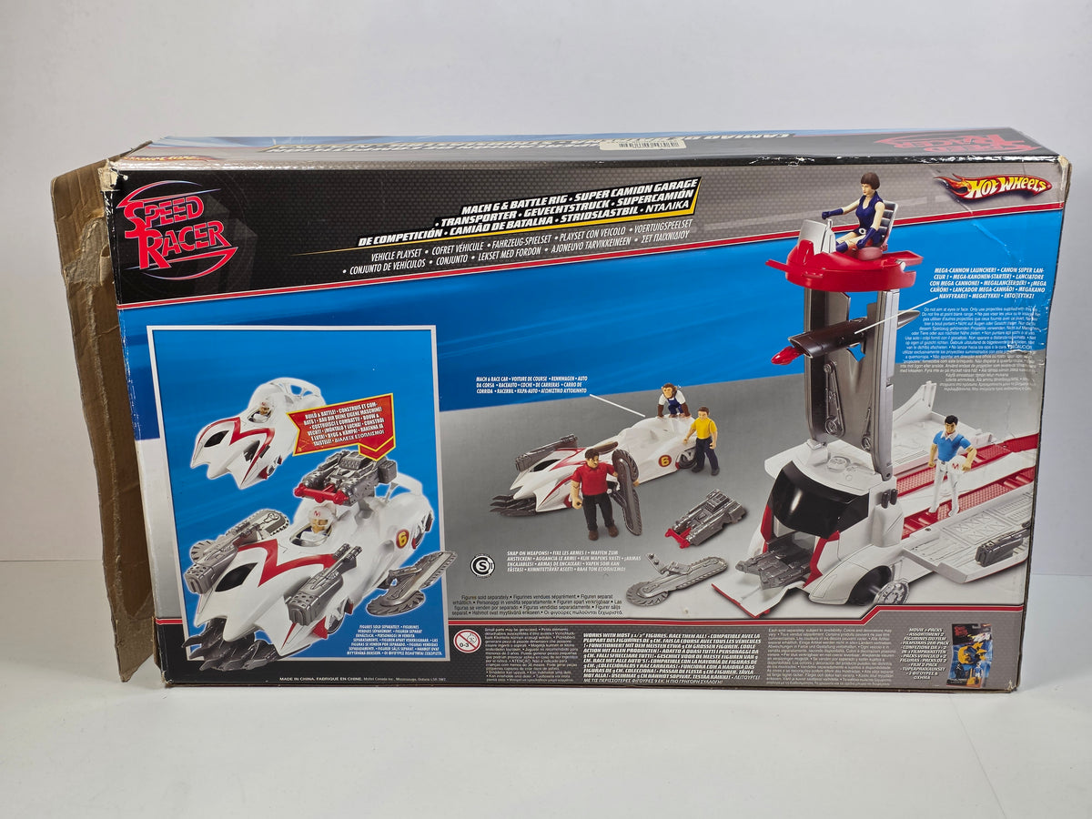 Hot Wheels Speed Racer Mach 6 & Battle Rig Transporter Playset M4210 PRE OWNED   - Open Box
