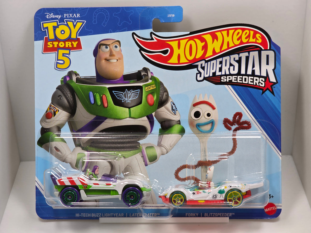 HOT WHEELS SUPERSTAR SPEEDERS - TOY STORY 5 BUZZ & FORKY - NEW