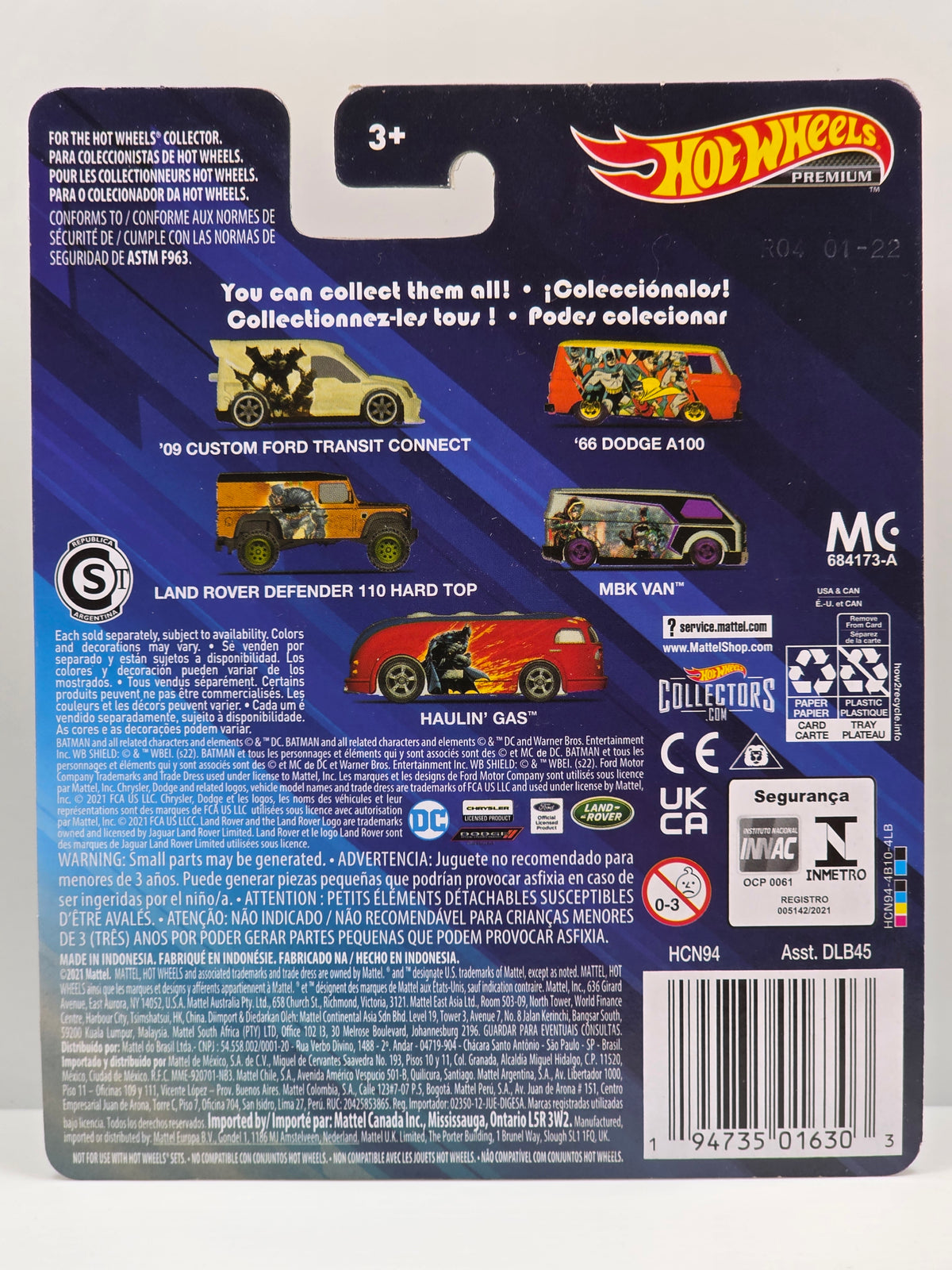 HOT WHEELS PREMIUM - BATMAN - 5-5 - HAULIN' GAS - HCN94 - NEW