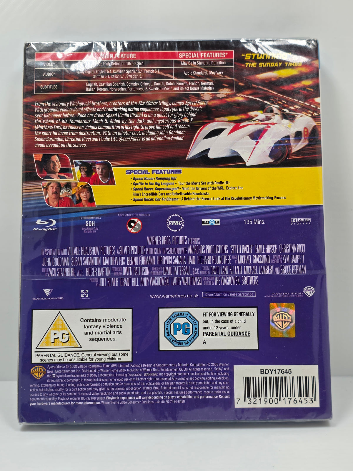 SPEED RACER - MOVIE - 2008 - BLU RAY DISC - NEW SEALED