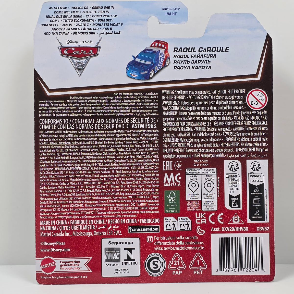 DISNEY PIXAR CARS - GRC RAOUL CAROULE - RALLY CAR - 20th ANNIVERSARY - NEW