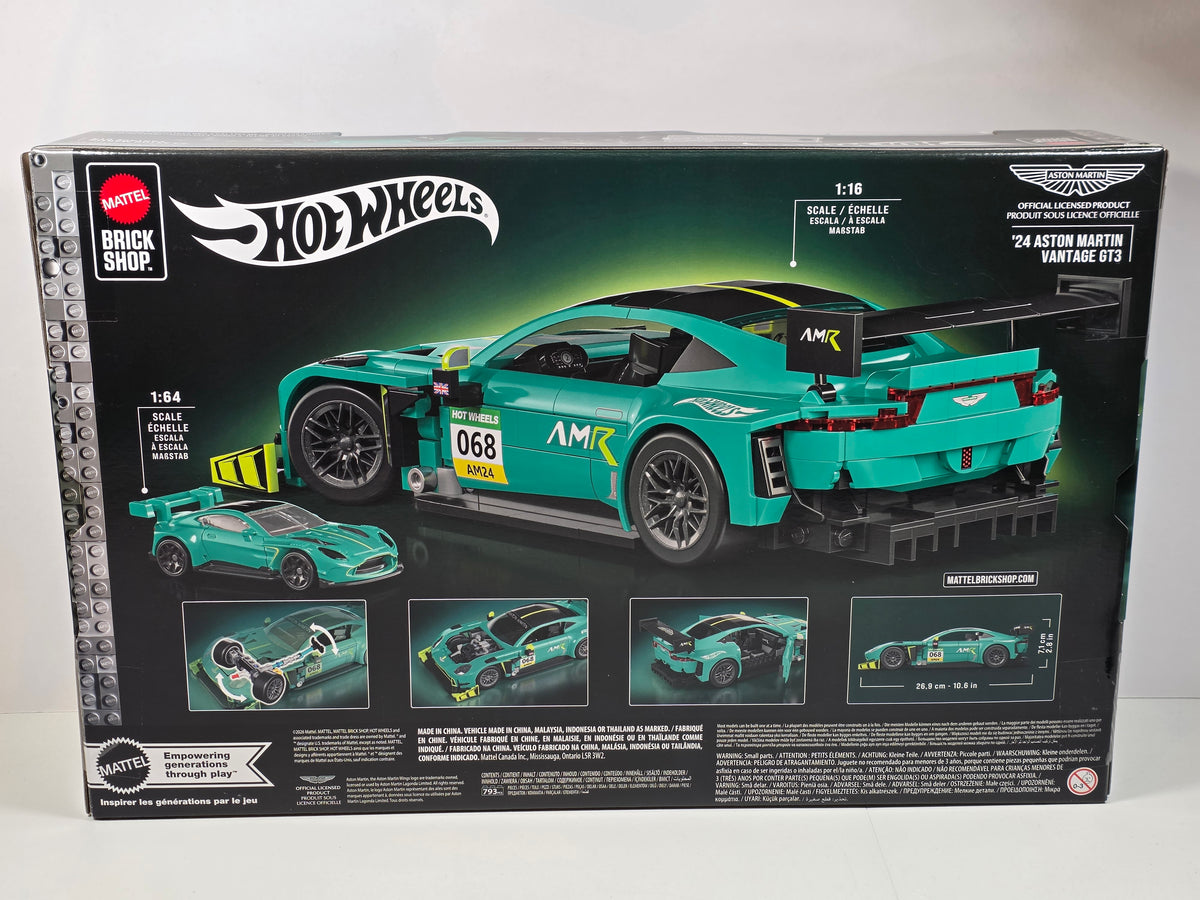 MATTEL BRICK SHOP HOT WHEELS - ASTON MARTIN VANTAGE GT3 - 1/16 SCALE  - NEW