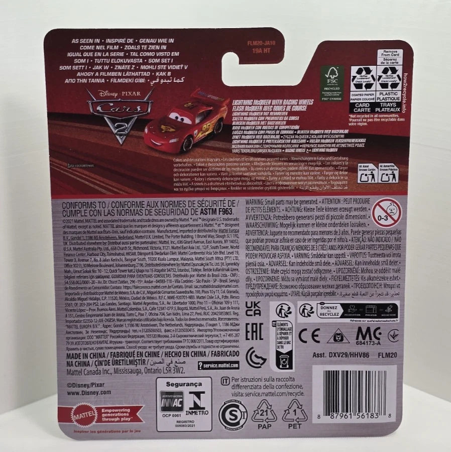 DISNEY PIXAR CARS - LIGHTNING MCQUEEN WITH RACING WHEELS
